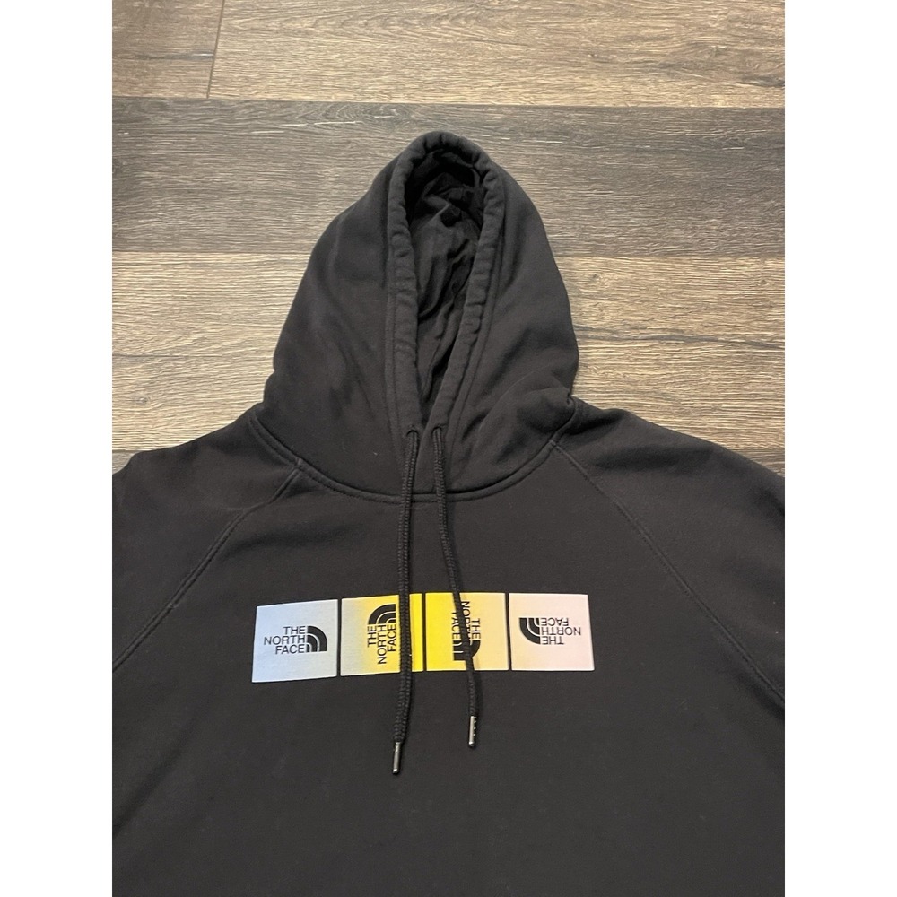 The North Face Hoodie Women's Medium Black Blue Graphic Pullover Sweatshirt - Picture 2 of 9